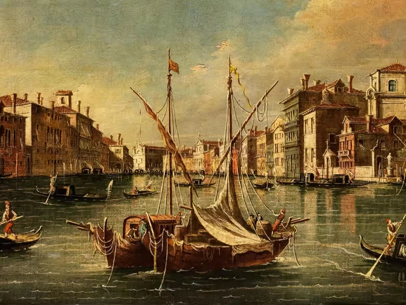Veduta del Canal Grande con le chiese di S. Geremia e santa Lucia - dettaglio 1